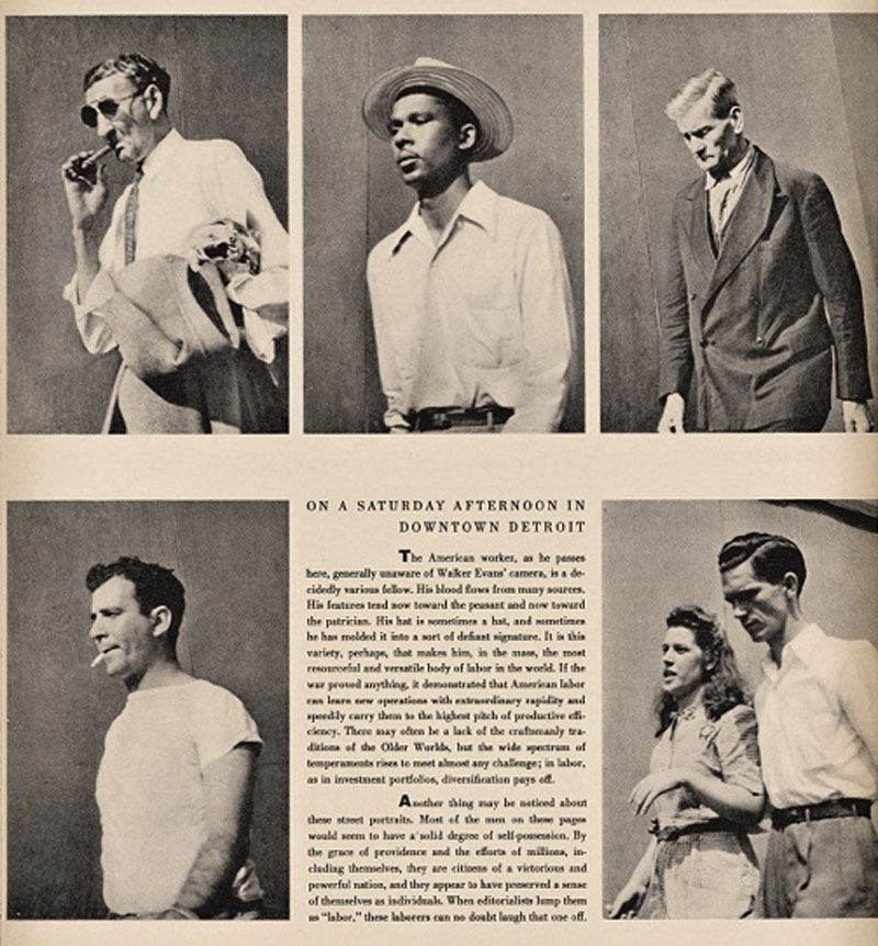 ⬆︎ Labor Anonymous di Walker Evans, apparso su Fortune nel novembre 1946, pagina di destra